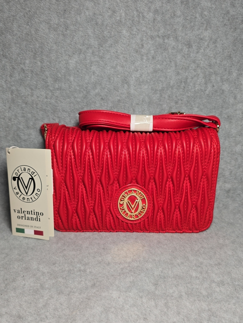 Valentino Orlandi Red Quilted Shoulder Crossbody